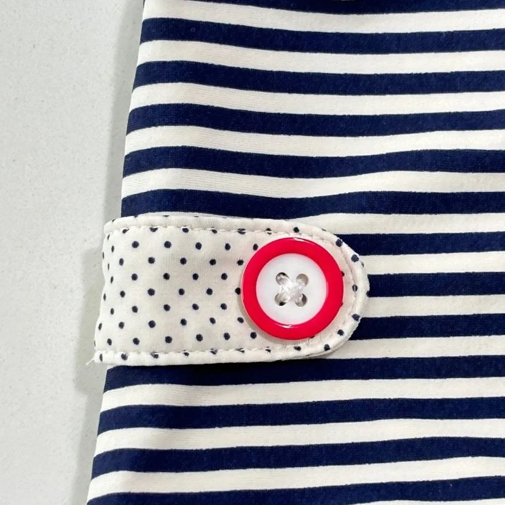 Janie And Jack One-Piece Swimsuit Nautical Stripes Polka Dot Buttons Size 12-18M